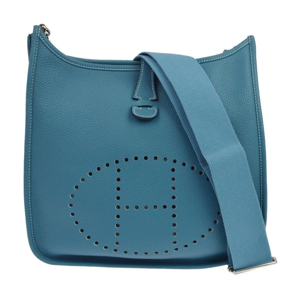 Hermes Evelyne Bag Gen Iii Clemence Blue Leather Shoulder Bag Bag
